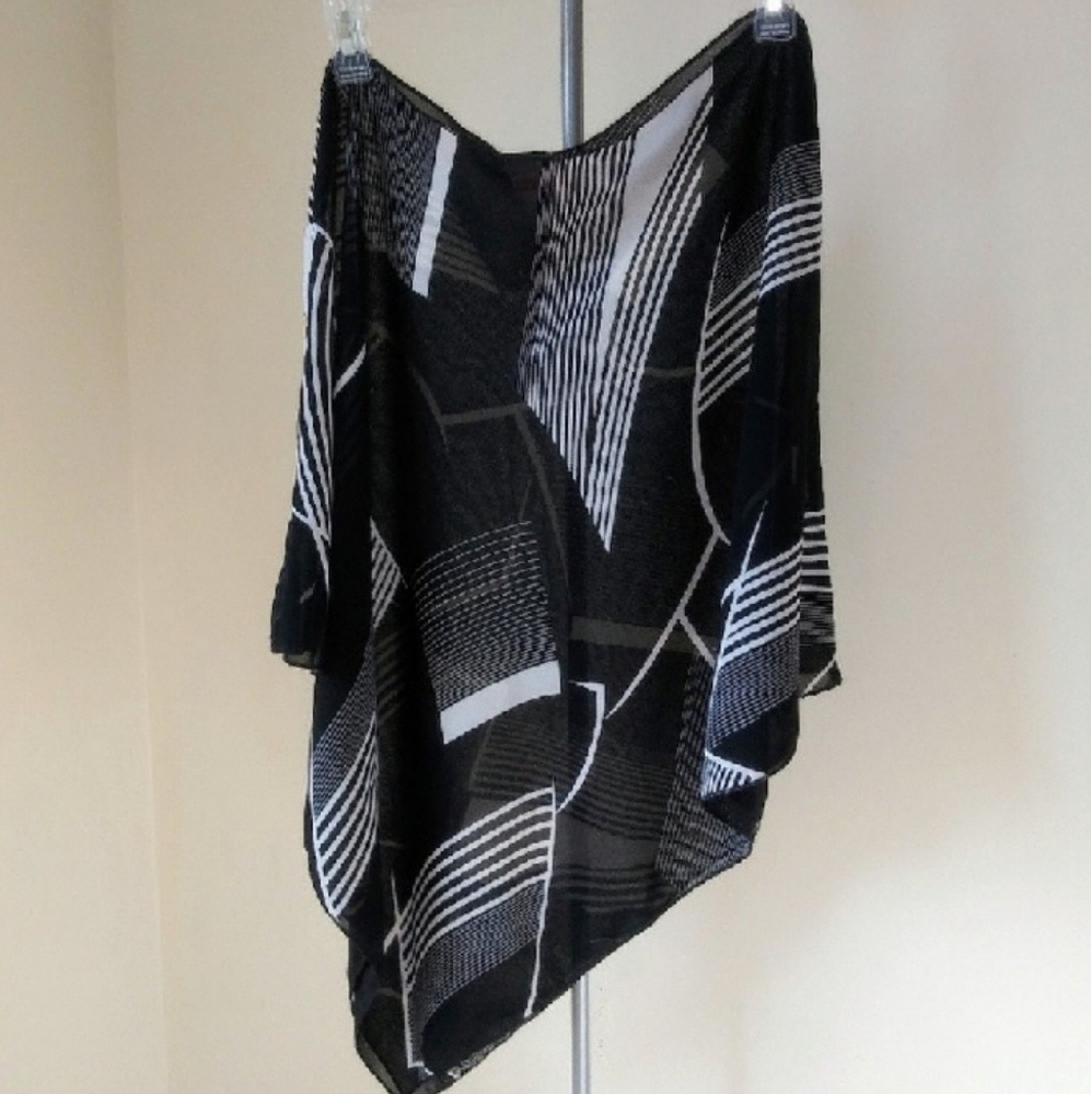 Black and White Sheer Poncho